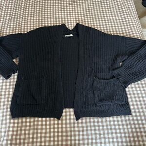 American Eagle Outfitters Black Open-Front Cardigan